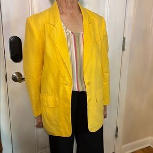 Sunny Yellow Linen-Blend Women's Blazer